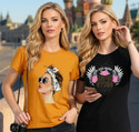 CHOZI Printed Women Round Neck Yellow, Black T-Shirt