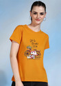 CHOZI Printed Women Round Neck Yellow T-Shirt