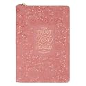 Christian Art Gifts Inspirational Zippered Journal, Those Who Trust in the Lord Wide Ruled Notebook, Isa. 40:31 Bible Verse, Coral Vegan Leather, 336 Lined Pages w/scripture, (9” x 6.4” x .9”)