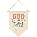 Christian Bible Verses Art-Scripture Flag Sign Gift for Baby Newborn Boys Girls Kids-Banner Pennant Wall Decor Gift for Nursery Bedroom Playroom -Baby Gift Shower-God Has Great Plans for You