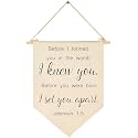 Christian Bible Verses Art-Scripture Flag Sign Present for Baby Newborn Boys Girls Kids-Banner Pennant Wall Decor Gift for Nursery Bedroom Playroom -Baby Present Shower-New Home Christmas Gift