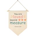Christian Bible Verses Art-Scripture Pennant Flag Sign Gift for Baby Newborn Boys Girls Kids-Banner Wall Decor Gift for Nursery Bedroom Playroom Front Door-Baby Gift Shower-You are Loved Beyond