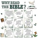 Christian Bulletin Board Set Reasons to Read Bible Religious Jesus Themed Classroom Decor with Border Strips Motivational Cards Classroom Sunday School Wall Decor Bulletin Board Supplies(Eucalyptus)