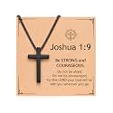 Christian Cross Necklace for Boys & Men with Joshua 1:9 Faith, Hope, and Blessing Gift