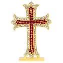 Christian Jesus Christ Cross Idol | Holy Cross Idol | Red Cross Idol, Metal Statue for Car Dashboard | Home Decor | Office Decorative Showpiece - 9 cm