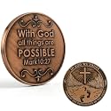 Christian Pocket Coin, with God All Things are Possible Mark 10:27, Inspirational Faith Gift for Tough Times, Religious Encouragement Keepsake for Men and Women, Gift for Him Her Friend Family