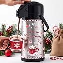 Christmas Airpot Coffee Carafe with Pump Hot Cocoa Dispenser, Peppermint