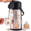 Christmas Airpot Coffee Carafe with Pump Hot Cocoa Dispenser, Gingerbread