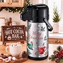 Christmas Airpot Coffee Carafe with Pump Hot Cocoa Dispenser, Cocoa Cups
