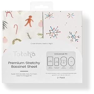 Christmas Bassinet Sheets Neutral Fits Standard 16