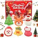 Christmas Bath Bombs for Kids, 6 Festive Shapes, Stocking Stuffer Gift Set