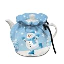 Christmas Blue Snowman Kettle Dust Cover Teapots Christmas Dust Cover Insulated Breakfast Pot Cover Kitchen Tea Cosy Tea Cozies with Cotton Keep Warm for Dining Room Coffee Table Desktop Decor