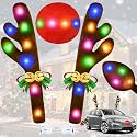 Christmas Car Decorations Reindeer Car Kit Antlers 2025, Jingle Bells Rudolph with Lights Reindeer and Nose, Tail Cute Costume Auto Accessories for Trunk Vehicles SUV Multicolor