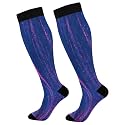 KLL Christmas Compression Socks for Men and Women Golden Glitter In Shiny Red Knee High Socks