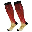KLL Christmas Compression Socks for Men and Women Golden Glitter In Shiny Red Knee High Socks