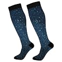 KLL Christmas Compression Socks for Men and Women Golden Glitter In Shiny Red Knee High Socks