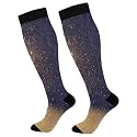 KLL Christmas Compression Socks for Men and Women Golden Glitter In Shiny Red Knee High Socks
