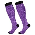 KLL Christmas Compression Socks for Men and Women Golden Glitter In Shiny Red Knee High Socks