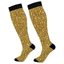 KLL Christmas Compression Socks for Men and Women Golden Glitter In Shiny Red Knee High Socks