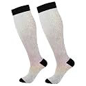 KLL Christmas Compression Socks for Men and Women Golden Glitter In Shiny Red Knee High Socks