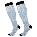 KLL Christmas Compression Socks for Men and Women Golden Glitter In Shiny Red Knee High Socks