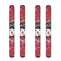 Christmas Cute Snowman Red Fridge Door Handle Covers Set of 4, Keep Away Fingertips Dust Food Stains for Microwave Oven for Home Kitchen Appliance Decoration