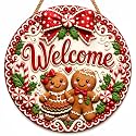 Christmas Decorations - Gingerbread Couple Welcome Sign for Front Door