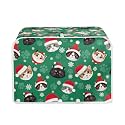 Christmas Decorative Toaster 2 Slice Cover Cat Snowflake Print Bread Maker Machine Covers Dust-proof Anti Fingerprint Protective Cover for Kitchen, Green