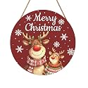 Christmas Deer Door Sign Xmas for Wreath Decoration Door Hanger