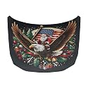 Christmas Eagle Santa American Flag Print Car Hood Cover Protector for SUV Sedans Trucks 59×39 Inch Stretchable Car Hood Wrap Blankets Waterproof Sun Proof Auto Patriotic Decorations