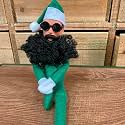 Christmas Elf Doll, Long Curly Bearded Hip Hop Elf Doll with Round Glasses