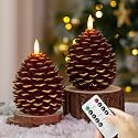 Christmas Flameless Pinecone Candles with Remote Real