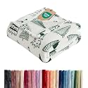 Christmas Fleece Blanket Twin Size - Flannel Throw - Sketched Trees, 60x80