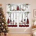 Christmas Gingerbread Man Kitchen Curtains 3 Piece Set Tier