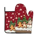 Christmas Gingerbread Man Oven Mitts and Pot Holders Sets 2 Pack