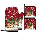 Christmas Gingerbread Man Oven Mitts and Pot Holders Sets 4 Pack