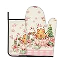 Christmas Gingerbread Man Oven Mitts and Pot Holders Sets 2 Pack