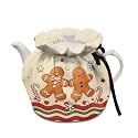 Christmas Gingerbread Man Tea Pot Cozies Double-Sided Christmas Drawstring Teapot Dust Cover Insulation Warmth Breakfast Pot Holder Washable Reusable Table Decoration