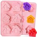 Christmas House Soap Molds, 2 Pack Gingerbread House Silicone Mold