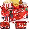 Christmas Movie Night Gift Basket with Handles Movie Night Supplies