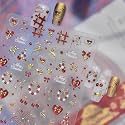 Christmas Nail Art Stickers Red Gold Nail Decals Self Adhesive Nail Charms