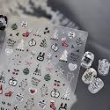 Christmas Nail Stickers Xmas Tree Nail Decals Silver Nail Art Stickers
