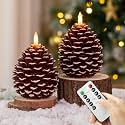 Christmas Pinecone Candles Flameless Battery Operated Pine