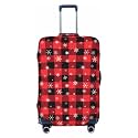 Christmas Plaid Snowflakes Travel Luggage Cover Red Black Checkered Luggage Suitcase Protector L Fit Baggage Size 25-28 In