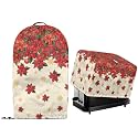 Christmas Poinsettia Flowers Kitchen Appliance Dust-proof Cover with Drawstring Hem Stand Mixer Food Processor and Toaster Bread Maker Machine Dust Protector Covers