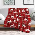 Christmas Printed Blanket Super Soft Flannel Fleece Cozy Blankets for Bed,Sofa,Couch,Gifts for Women Men,Camping and Travel Warm Fuzzy Blanket for All Season (Reindeer, 50" x60)