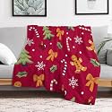 Christmas Printed Blanket Super Soft Flannel Fleece Cozy Blankets for Bed,Sofa,Couch,Gifts for Women Men,Camping and Travel Warm Fuzzy Blanket for All Season (Gingerbread Man, 50" x60)