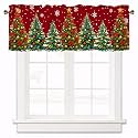 Christmas Red Curtains Valances for Windows 1 Panel,42x12 in