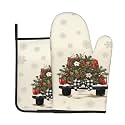 Christmas Red Truck Oven Mitts and Pot Holders Sets 2 Pack