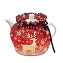 Christmas Reindeer Snowflake Tea Cosy Thermal Insulation Washable Teapot Cozy Breakfast Warmer Insulated Kettle Cover for Home Kitchen Decor Tea Cozies